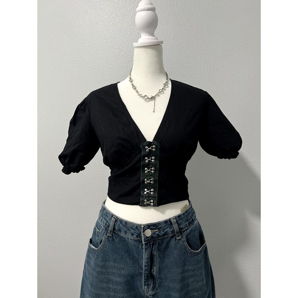 Cotton On Puffy Sleeve Corset Top